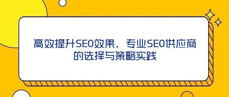 高效提升SEO效果，專業(yè)SEO供應(yīng)商的選擇與策略實(shí)踐