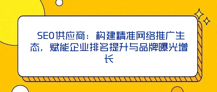  SEO供應(yīng)商：構(gòu)建精準網(wǎng)絡(luò)推廣生態(tài)，賦能企業(yè)排名提升與品牌曝光增長