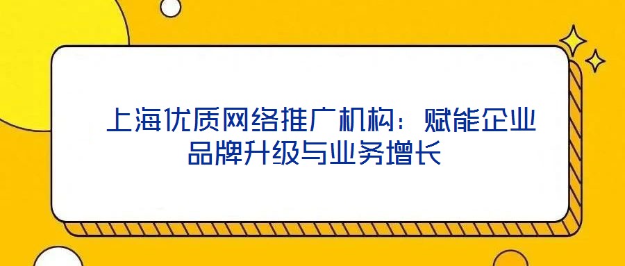  上海優(yōu)質(zhì)網(wǎng)絡(luò)推廣機(jī)構(gòu)：賦能企業(yè)品牌升級(jí)與業(yè)務(wù)增長