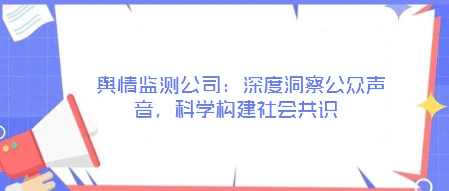 輿情監(jiān)測(cè)公司：深度洞察公眾聲音，科學(xué)構(gòu)建社會(huì)共識(shí)