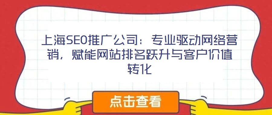 上海SEO推廣公司：專業(yè)驅(qū)動網(wǎng)絡(luò)營銷，賦能網(wǎng)站排名躍升與客戶價值轉(zhuǎn)化