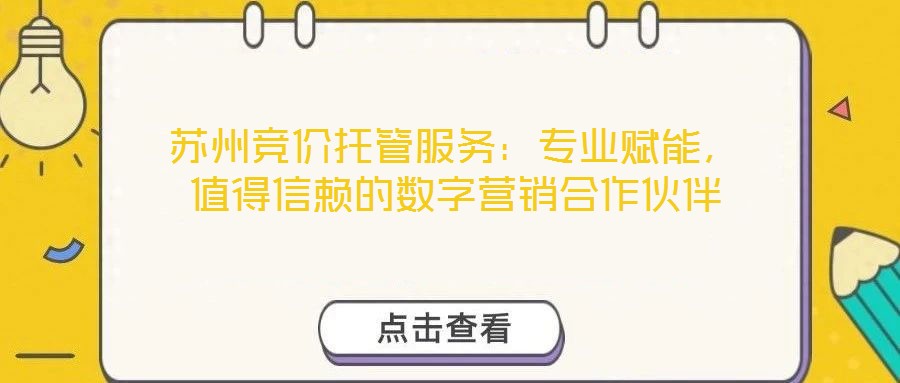 蘇州競(jìng)價(jià)托管服務(wù)：專業(yè)賦能，值得信賴的數(shù)字營(yíng)銷合作伙伴