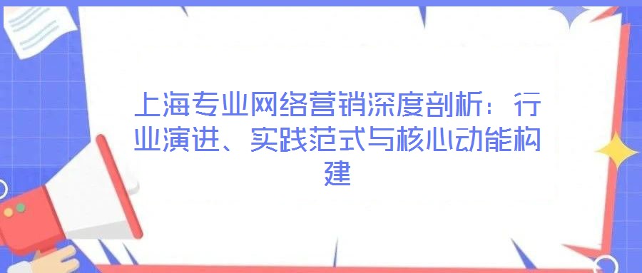 上海專業(yè)網(wǎng)絡(luò)營銷深度剖析：行業(yè)演進(jìn)、實(shí)踐范式與核心動能構(gòu)建