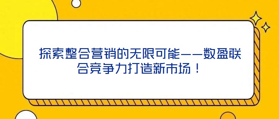 探索整合營銷的無限可能——數(shù)盈聯(lián)合競爭力打造新市場！