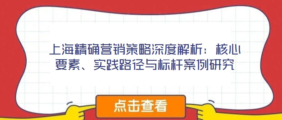 上海精確營(yíng)銷策略深度解析：核心要素、實(shí)踐路徑與標(biāo)桿案例研究