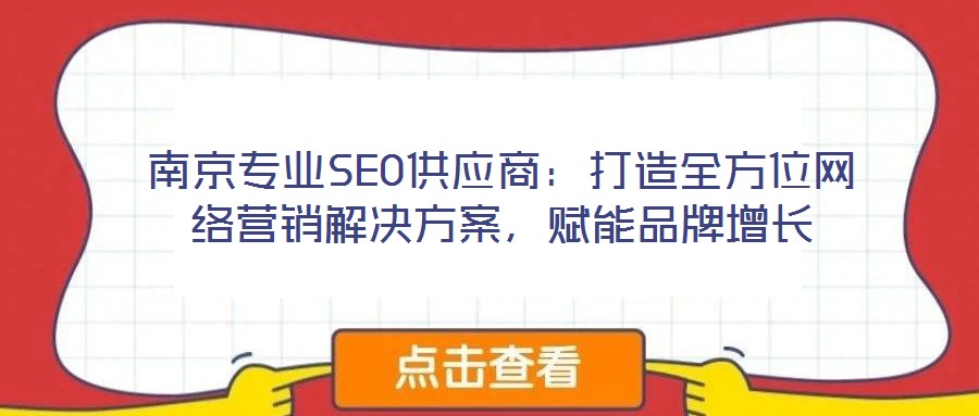 南京專業(yè)SEO供應(yīng)商：打造全方位網(wǎng)絡(luò)營銷解決方案，賦能品牌增長