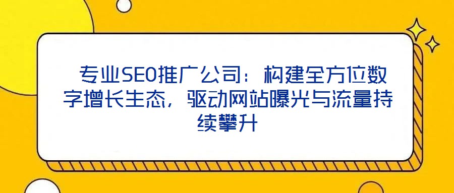  專業(yè)SEO推廣公司：構建全方位數字增長生態(tài)，驅動網站曝光與流量持續(xù)攀升