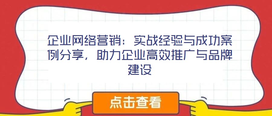 企業(yè)網(wǎng)絡(luò)營(yíng)銷：實(shí)戰(zhàn)經(jīng)驗(yàn)與成功案例分享，助力企業(yè)高效推廣與品牌建設(shè)