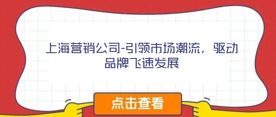 上海營銷公司-引領(lǐng)市場潮流，驅(qū)動品牌飛速發(fā)展