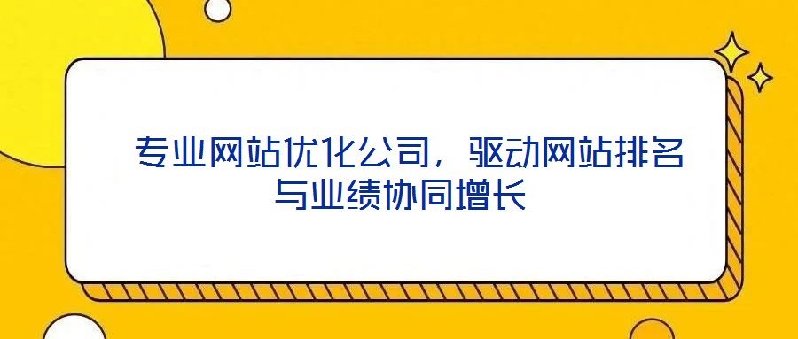  專(zhuān)業(yè)網(wǎng)站優(yōu)化公司，驅(qū)動(dòng)網(wǎng)站排名與業(yè)績(jī)協(xié)同增長(zhǎng)