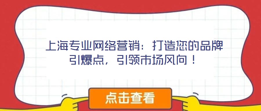 上海專業(yè)網(wǎng)絡營銷：打造您的品牌引爆點，引領市場風向！