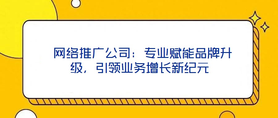  網(wǎng)絡(luò)推廣公司：專業(yè)賦能品牌升級，引領(lǐng)業(yè)務(wù)增長新紀(jì)元