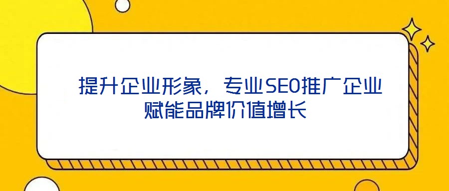  提升企業(yè)形象，專業(yè)SEO推廣企業(yè)賦能品牌價值增長