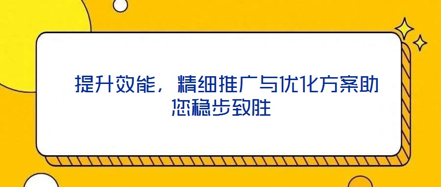  提升效能，精細(xì)推廣與優(yōu)化方案助您穩(wěn)步致勝