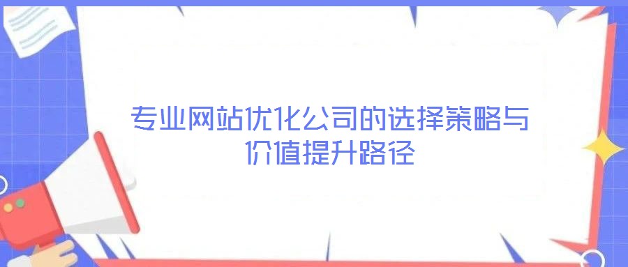 專業(yè)網(wǎng)站優(yōu)化公司的選擇策略與價值提升路徑