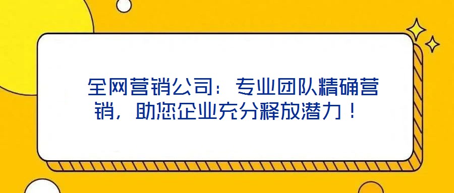  全網(wǎng)營銷公司：專業(yè)團(tuán)隊(duì)精確營銷，助您企業(yè)充分釋放潛力！