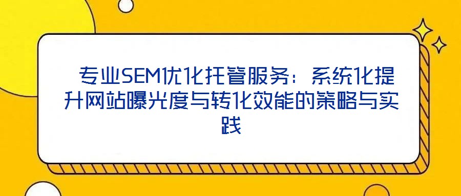  專業(yè)SEM優(yōu)化托管服務(wù)：系統(tǒng)化提升網(wǎng)站曝光度與轉(zhuǎn)化效能的策略與實踐